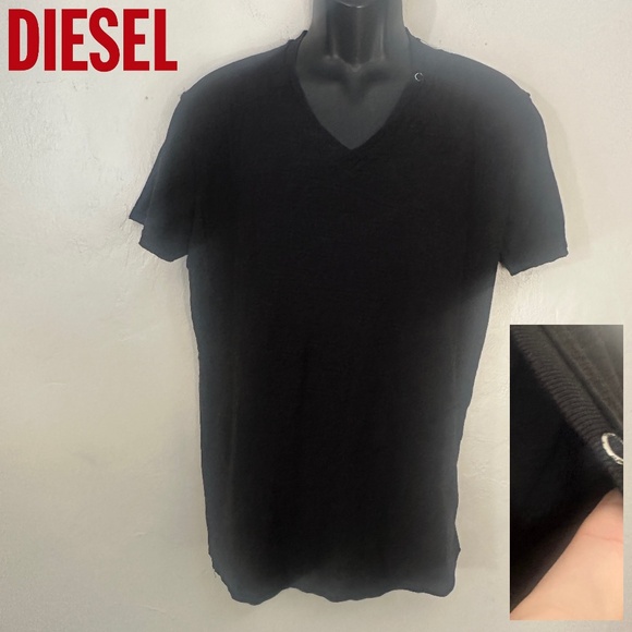 Diesel V Neck Pocket T Shirt XL Gently worn 100% cotton textured fabric Unusual - Picture 1 of 4